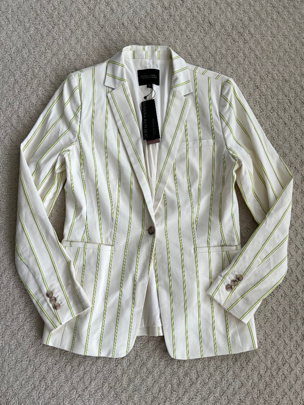 Banana Republic Long & Lean Bi-Stretch Linen Blend Blazer 8 Preppy Old Money NWT